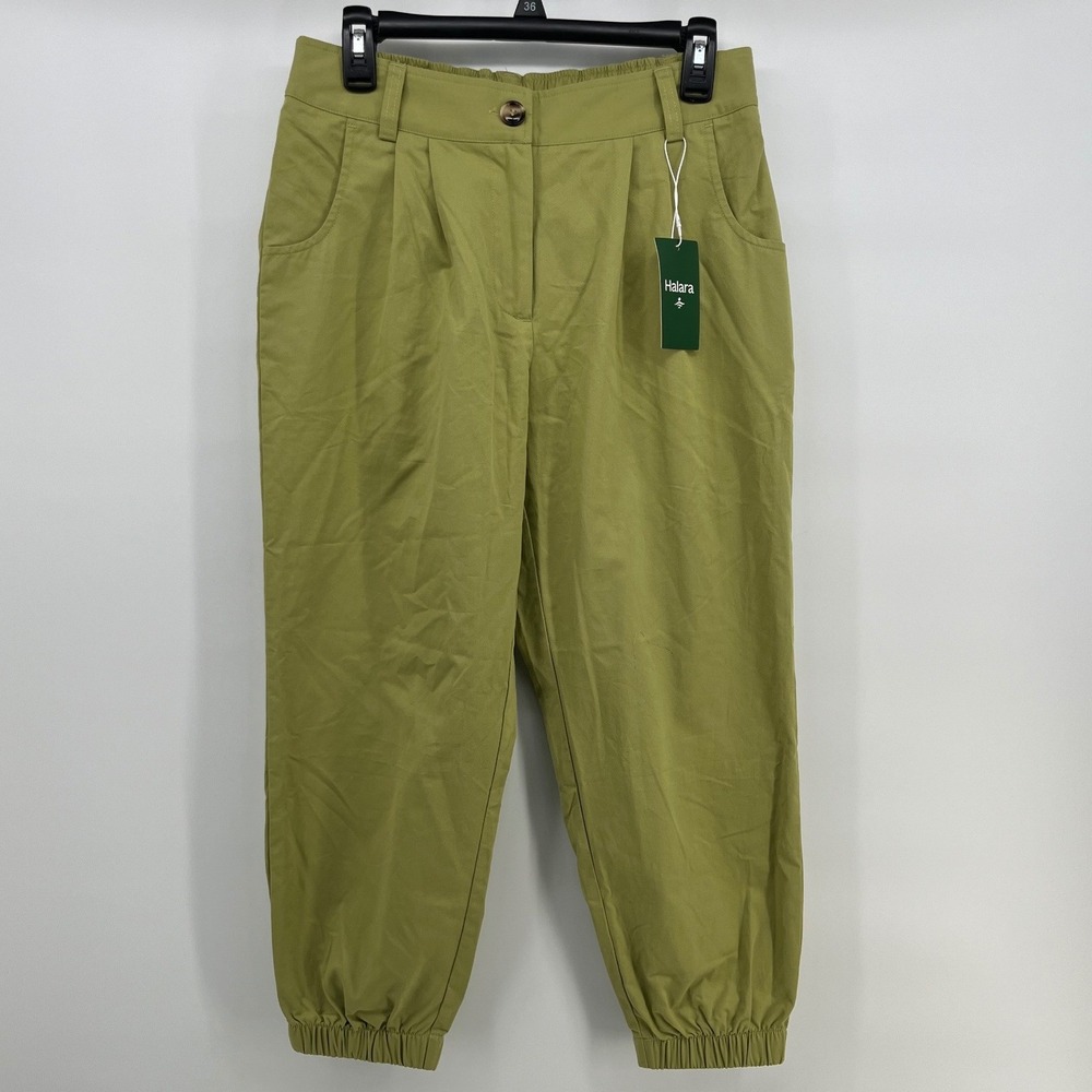 Halara Mid Rise‎ Cotton High Waisted Pleated Cotton Jogger Pants Regular Size M